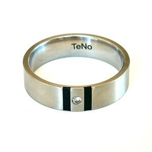 Silver and Black Men's Band with Diamond